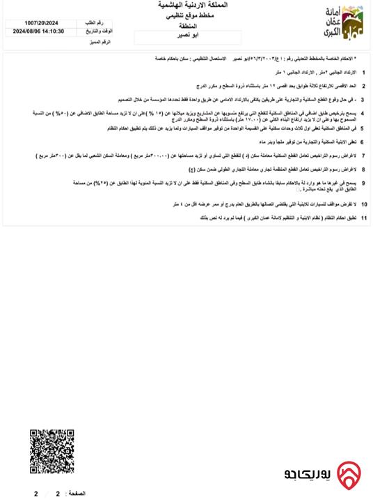 قطعة أرض مميزة مساحة 369م للبيع في عمان - أبو نصير حي الضياء من المالك مباشرة التواصل على الرقم 0790772627