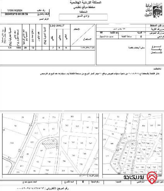 أرض مساحة 1028م للبيع في عمان - الدمينة