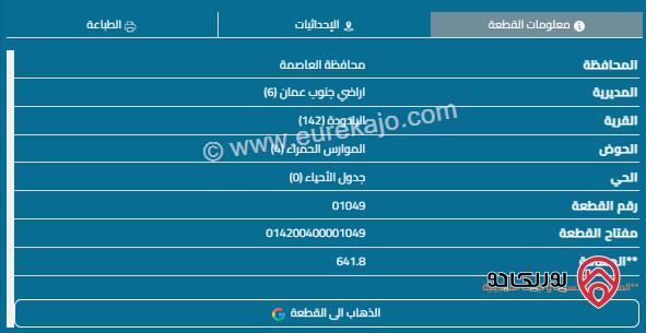 قطعة أرض مساحة 642م للبيع في اليادودة 