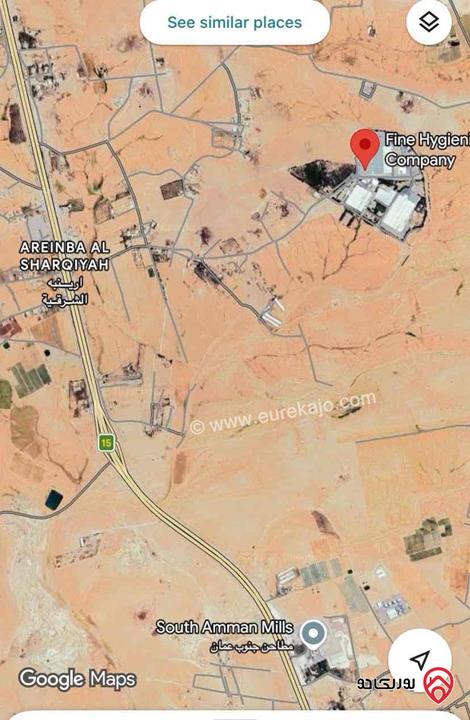 قطعة أرض مساحة 11 دونم و 500م للبيع جنوب عمّان - ارينبه الشرقية 