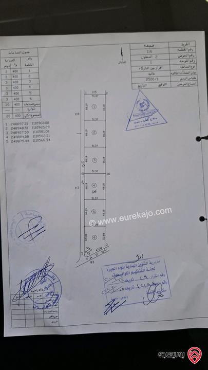 قطع اراضي مساحات 3400م - 3660م للبيع من أراضي جنوب عمان - منطقة ضبعه