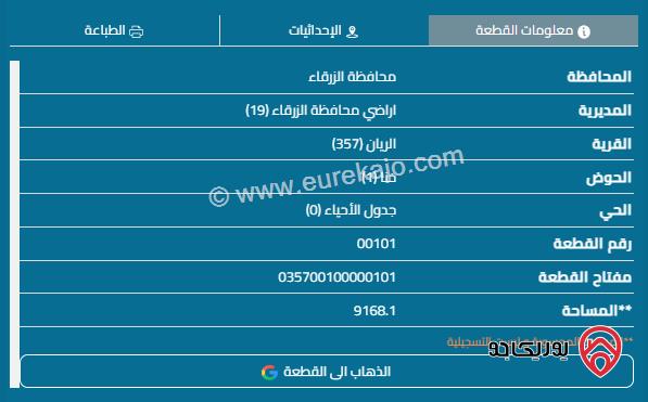 قطعة أرض مساحة 9200م للبيع في الزرقاء 