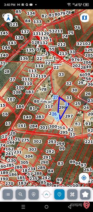 قطعة أرض مفروزة مساحة 5 دونم و 624م للبيع في المفرق بين رحاب والمنشية