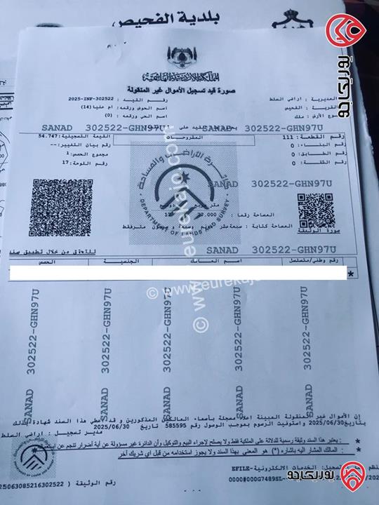 ارض استثماريه للبيع في الفحيص مساحة ١٧ دونم 