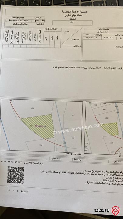 قطعة ارض مساحة 6 دونم و 744م تقع على ثلاث شوارع للبيع في عمان - شارع المية معبد جزئيا وشارع الأربعين غير مفتوح وشارح الخدمات معبد