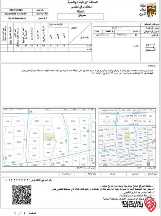 ارضين متلاصقتين مساحة 1 دونم و 584م للبيع في عمان - منطقة صويلح من المالك مباشرة: 0797622276