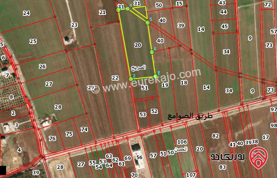 ارض مساحة 1052م للبيع في اربد - الصريح حوض سلما الغربية 