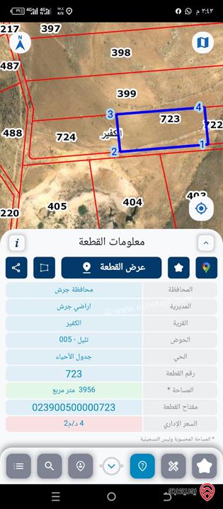أرض مساحة 8 دونم للبيع في جرش - الكفير