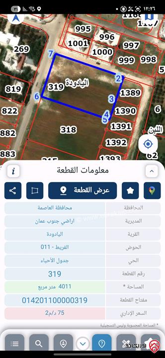 ارض مساحة 4 دونم للبيع في عمان - اليادودة حوض الفريط سكن ج من المالك مباشرة
