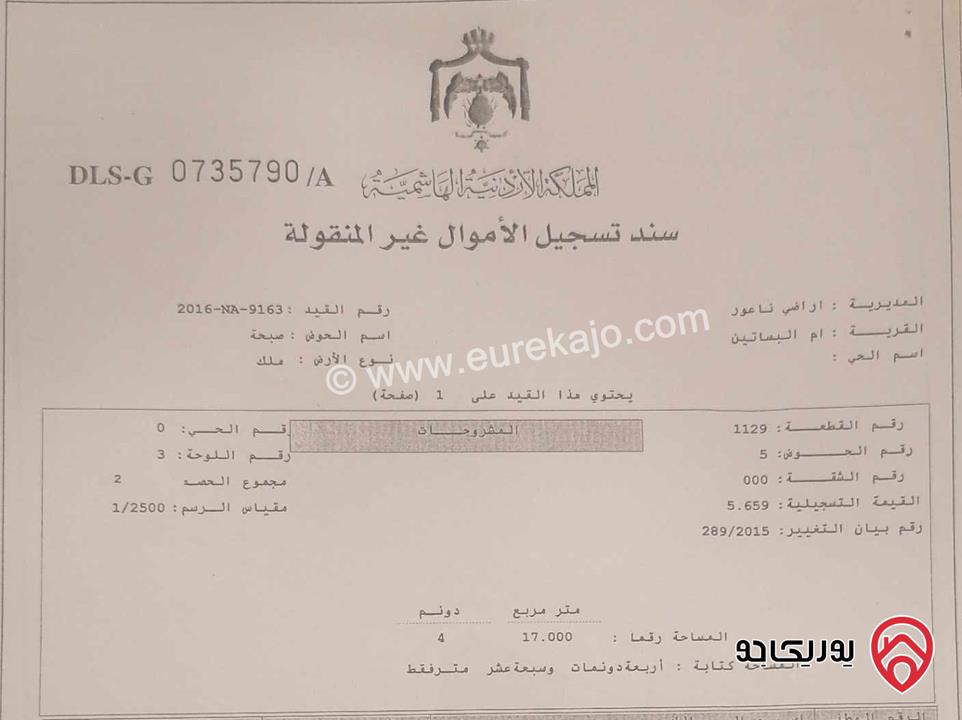 أرض مساحة 4 دونم للبيع في عمان - شارع ام البساتبن مقابل المناصير