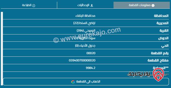 مزرعة للبيع في منطقة السلط الصبيحي العارضة المساحة ١٠ دونمات كل الخدمات متوفرة