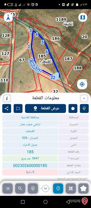 قطعة أرض مساحة 6 دونم للبيع في عمان - القنيطره
