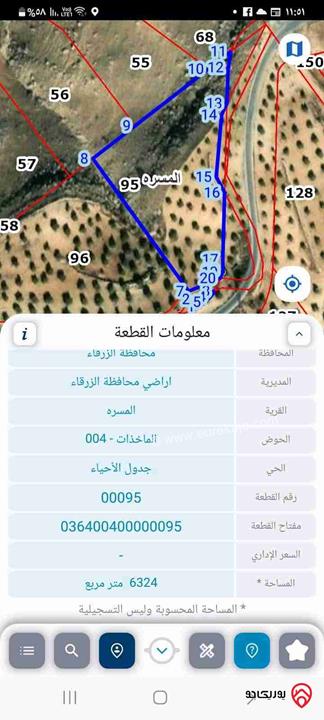 ارض مساحة 6 دونم و 300م تصلح لشاليه او متنزه مزروعة شجر زيتون للبيع في الزرقاء - المسره بسعر خيال