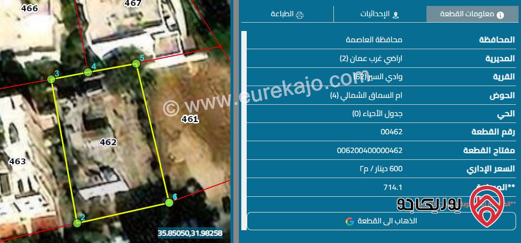 قطعة أرض مساحة 707م مقام عليها بناء قديم للبيع في عمان - أم السماق