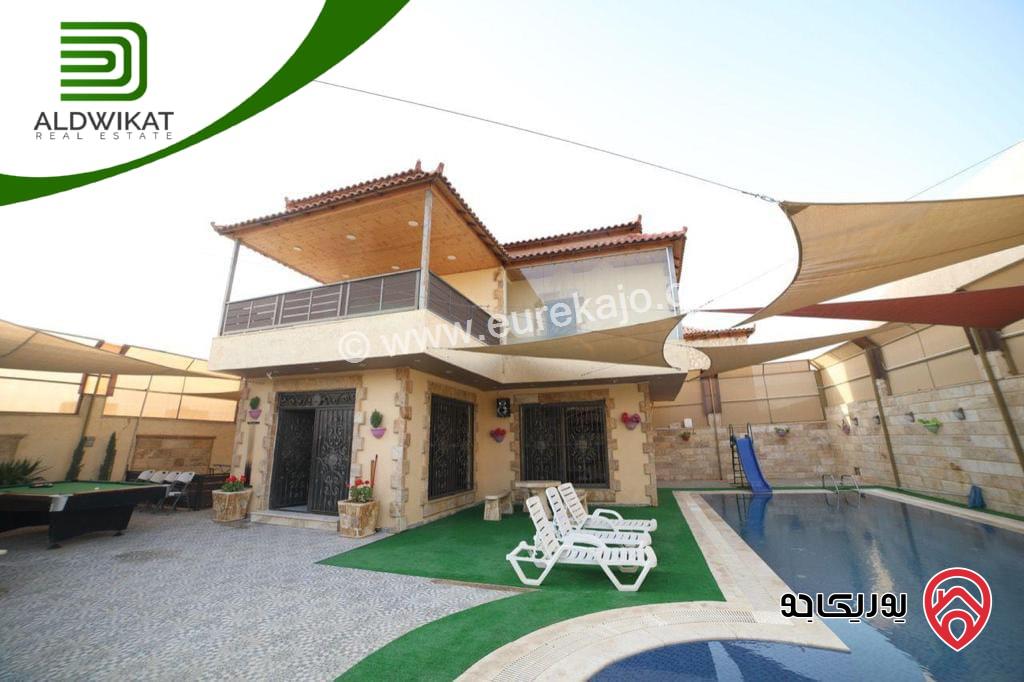 شاليه للبيع في منتجع البحيره / البحر الميت مساحة البناء 366م ومساحة الارض 580م ومساحة الحديقة 200م