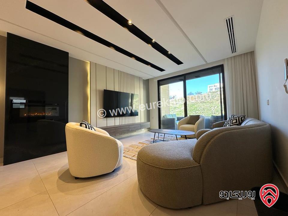 شقة مفروشة سوبر ديلوكس مساحة 125م طابق أرضي معلق للايجار في عمان - عبدون