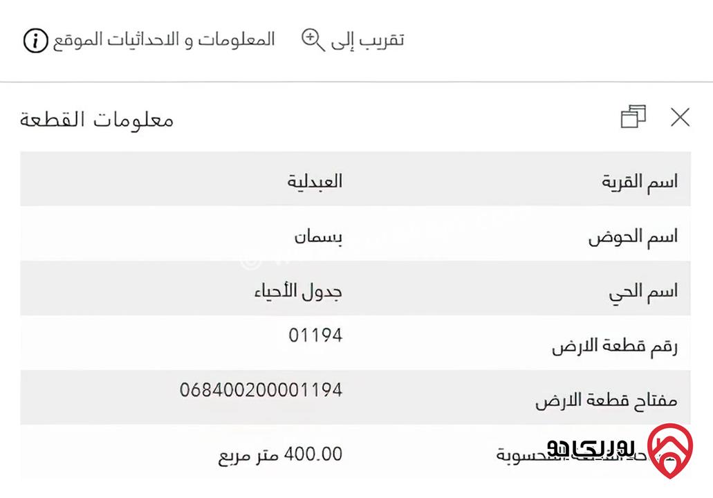 قطعة أرض مميزة مساحة 400م للبيع في الزرقاء - مدينة الشرق 