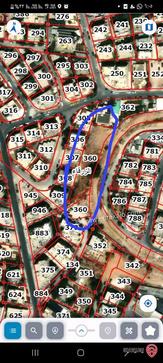 ارض مساحة 2 دونم و 56م للبيع في الزرقاء - وادي الحجر خلف السيفوي قرب مستشفى جبل الزيتون  