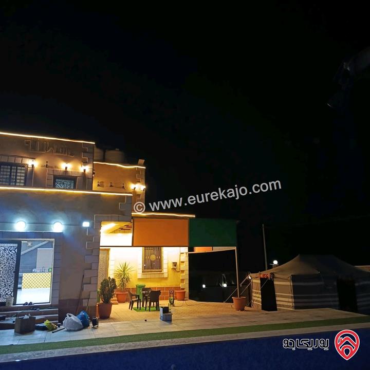 مزرعة وشاليه مساحة البناء 160م على أرض 3500م للبيع في المفرق - منطقة دحل شرق جرش  