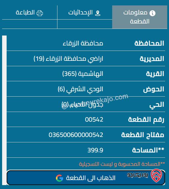 قطعة ارض مساحة 400م للبيع في الزرقاء - الهاشمية مقابل الخربه السمراء فرب الفيحاء