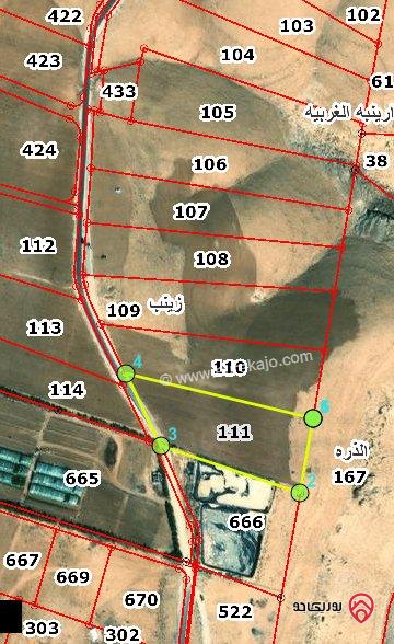 قطعة أرض مساحة 9 دونم و 882م للبيع من اراضي جنوب عمان منطقة زينب