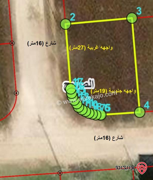 قطعة أرض على شارعين مساحة 513م للبيع في اربد - من اراضي الصريح ضمن حوض سلمان الوسطاني 