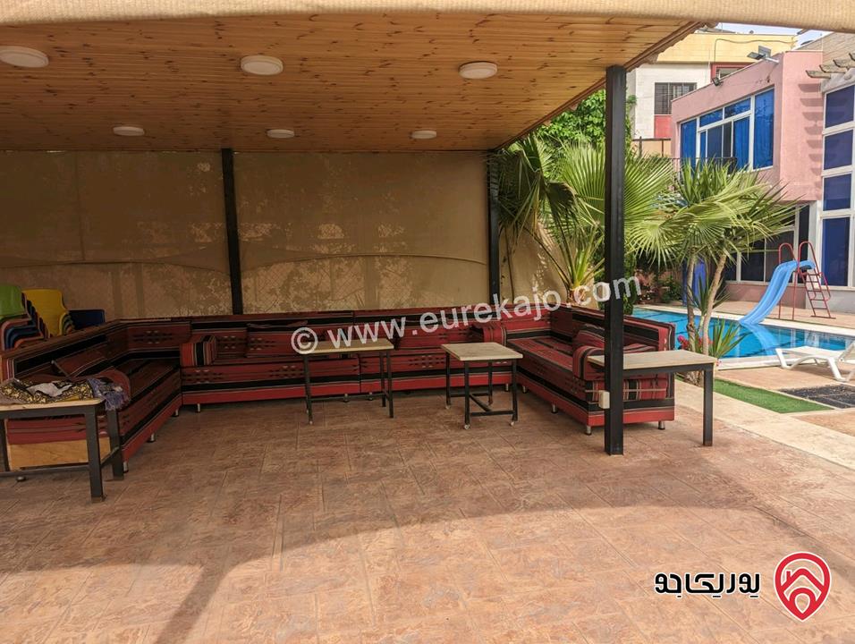 مزرعة مساحة الأرض 1 دونم و البناء 500م للايجار اليومي في جرش