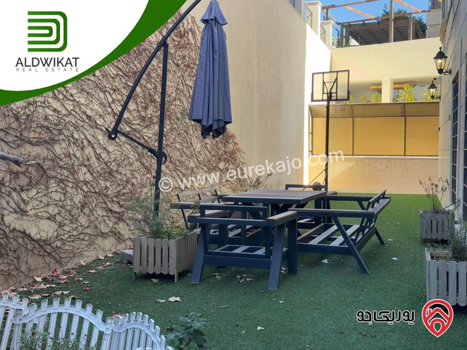 شقة للبيع في عمان - دابوق طابق شبه ارضي مساحة البناء 188م ومساحة الحديقة 40م ومساحة الترس 50م