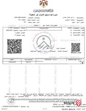 قطعة ارض مساحة 531م للبيع في عمان - شفا بدران زينات الربوع 