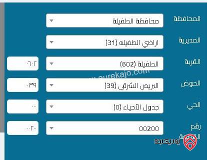 بيت وأرض للبيع مساحة 3400م في الطفيلة حوض البريص الشرقي
