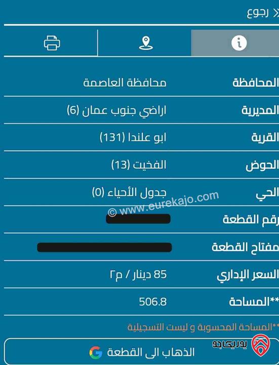 أرض تجاري مساحة 500 متر للبيع في عمان - ابو علندا حوض الفخيت 