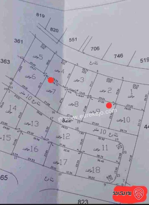 نمر سكنية مساحة 750م للبيع في البلقاء - بمنطقة نقب الدبور العلوي