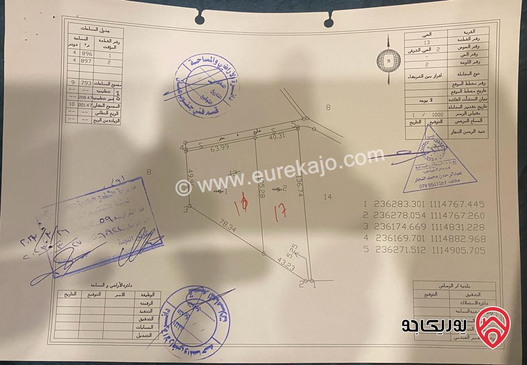 قطعة ارض مساحة 4896م للبيع في عمان - حوض الهري الشرقي من اراضي جنوب عمان بجانب قرية زينب قبل ضبعة