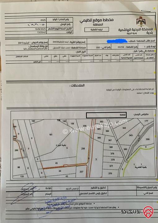 قطعة أرض للبيع مساحه 14 دونم و 500م جنوب عمّان - ارينبه الشرقية