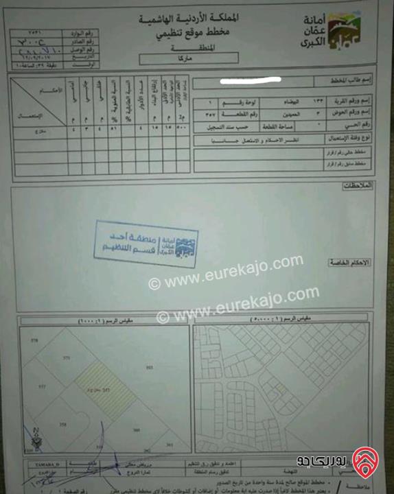 ارض مساحة 600م للبيع في عمان - البيضاء/الحميدين