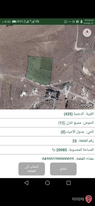 ارض مساحة 21 دونم تصلح للاستثمار للبيع في المفرق الدجنية 