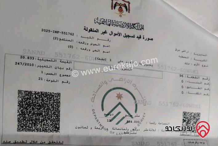 قطعة ارض مساحة 2 دونم للبيع طريق جرش 