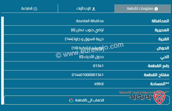 قطعة ارض مساحة 500م للبيع في عمان - اليادودة 