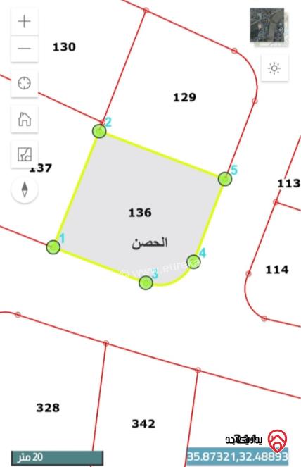 قطعة أرض مساحة 777م للبيع في اربد - الحصن	