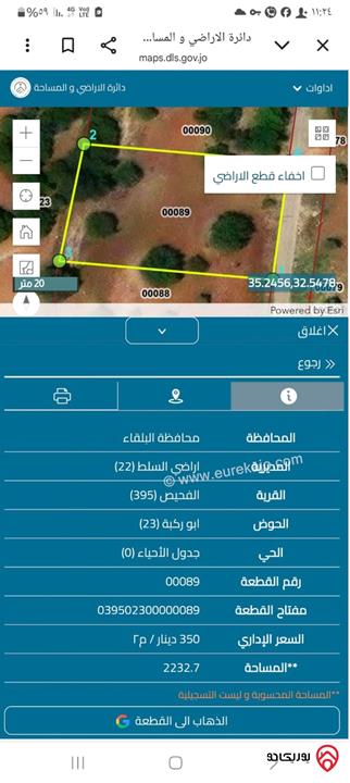 ارض مساحة 2 دونم و 250م للبيع في دابوق حوض ابوركبه