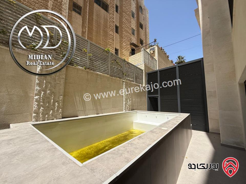 شقق شبه أرضي فارغة للايجار في عمان - جبل عمان مساحات 200م مع مسبح و تراسات و حدائق تشطيبات و ديكورات فاخرة جديدة لم تسكن 