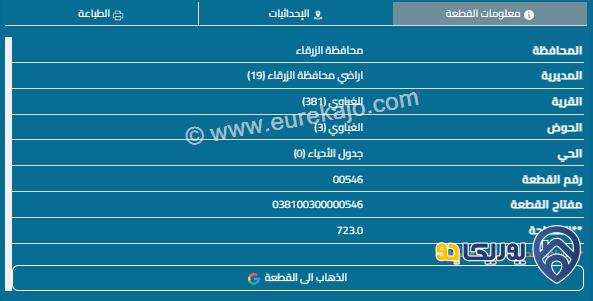 قطعة أرض مساحة 723م للبيع في الزرقاء - الغباوي