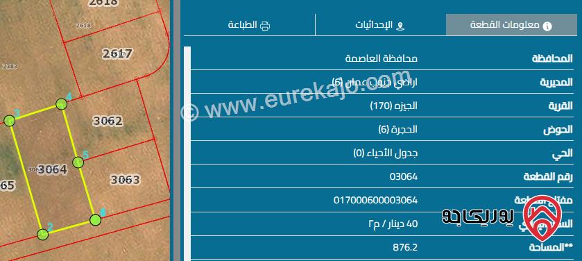 قطعة أرض صناعات خفيفة مساحة 875 م للبيع في عمان - الجيزة