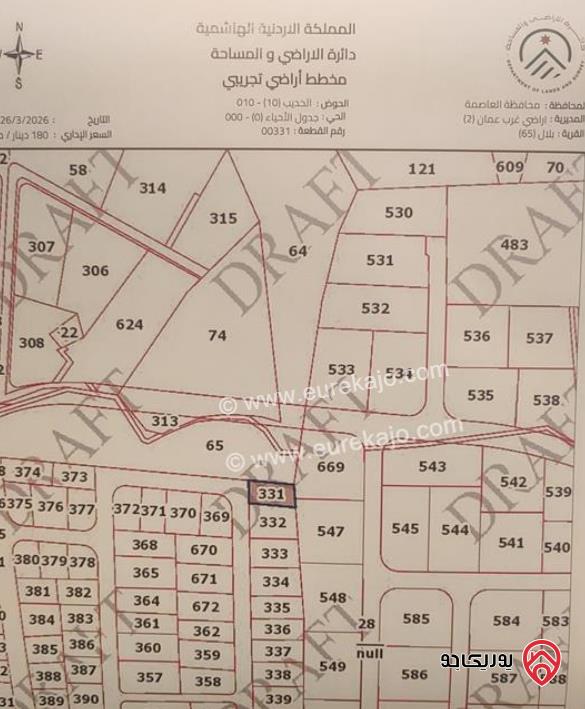أرض سكنية مساحة 500م للبيع في عمان - بدر الجديدة