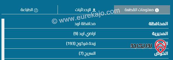 قطعة أرض مساحة 626م للبيع في اربد زبدة فركوح سريج قرب المركز الأمني 