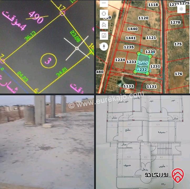 قطعة ارض مساحة 831م عليها بيت عظم للبيع في الطفيلة 