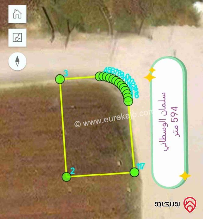 أرض مساحة 594م للبيع في اربد - شارع البتراء حوض سلمان الوسطاني