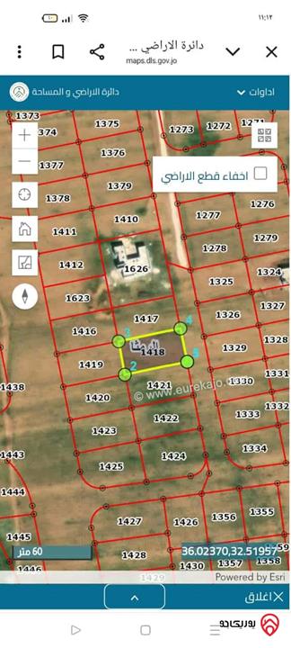 قطعة أرض مساحة 1 دونم و 136م للبيع في اربد - الرمثا حوض نقع الرميث