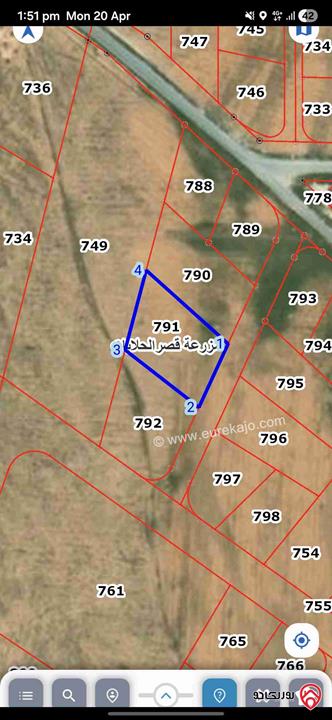 قطعة أرض مساحة 794م للبيع في الزرقاء - قصر الحلابات