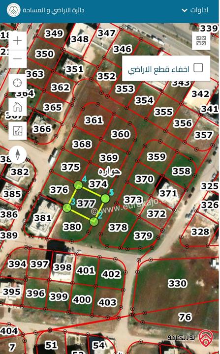 قطعة أرض مساحة 806م للبيع في اربد من أراضي حواره بالقرب من شارع البتراء 